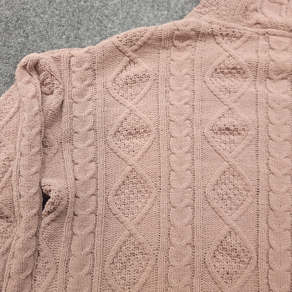 Adyson Parker Mauve Pink Cable Knit Hoodie Sweater XL Cropped Boho Relaxed - Picture 15 of 16